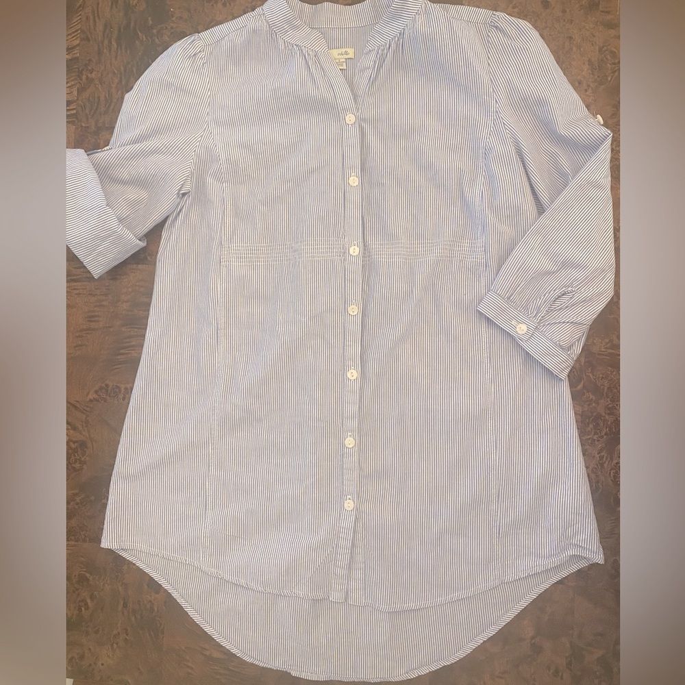 Anthropologie Odille pinstriped, button down, tunic. Size 2